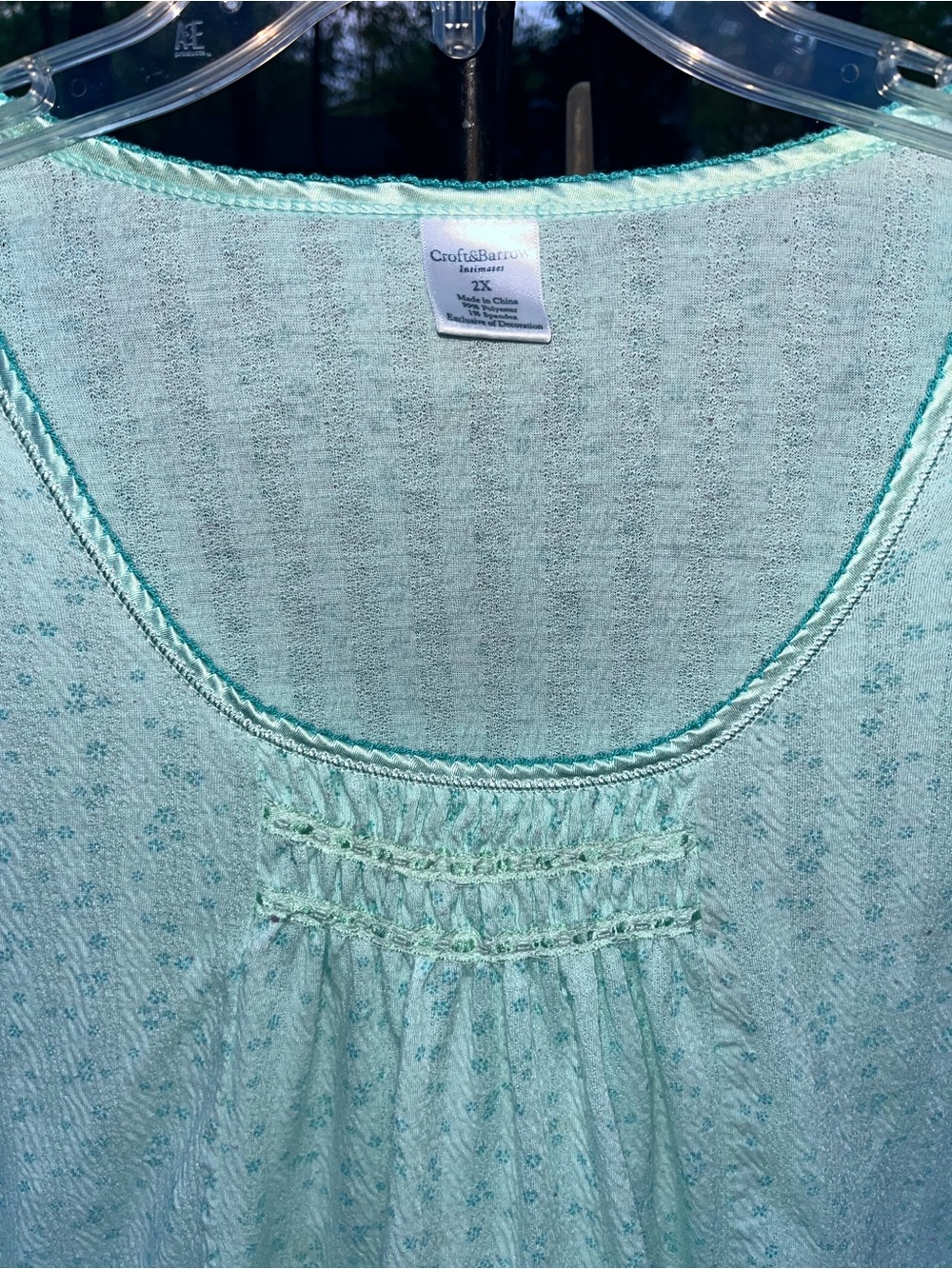 Croft & Barrow Intimates  Matching Set 2X Mint Floral Pajama Lounge Set - Picture 8 of 9